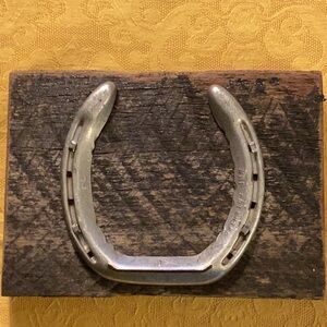 Lucky Horseshoe! Attached to Board Plank from Kentucky Horse Fence.  “Folklore”